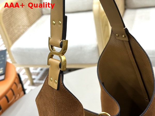 Chloe Marcie Hobo Bag in Gold and Khaki Suede Leather Replica