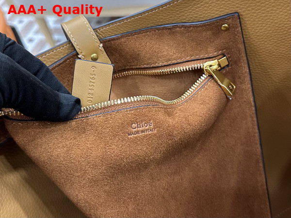 Chloe Marcie Hobo Bag in Gold and Khaki Suede Leather Replica