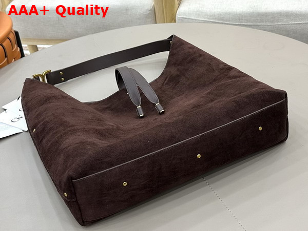 Chloe Marcie Hobo Bag in Kohl Brown Suede Leather Replica
