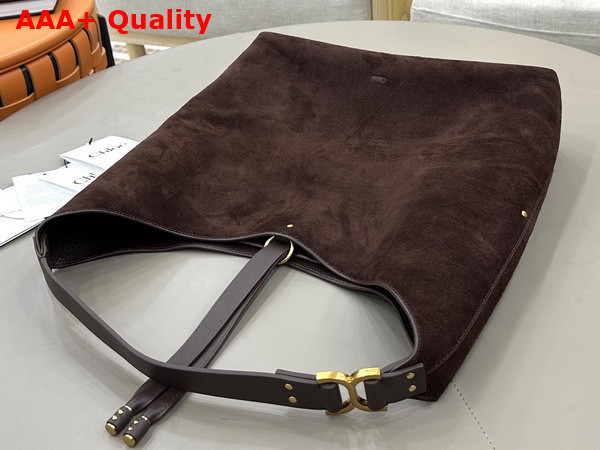 Chloe Marcie Hobo Bag in Kohl Brown Suede Leather Replica