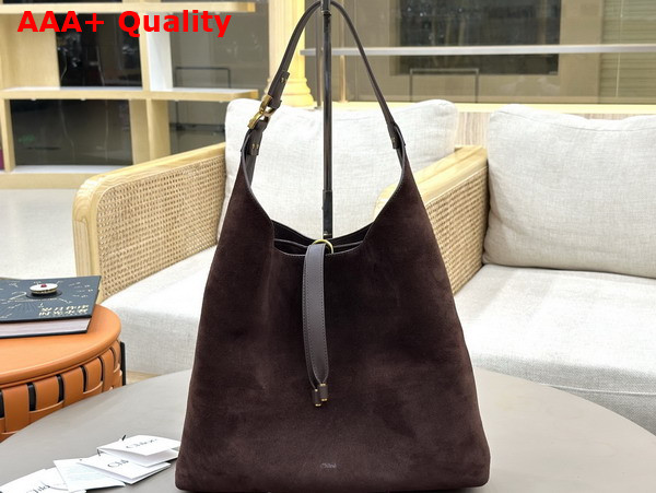 Chloe Marcie Hobo Bag in Kohl Brown Suede Leather Replica