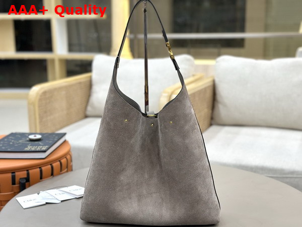 Chloe Marcie Hobo in Motty Grey Suede Leather Replica