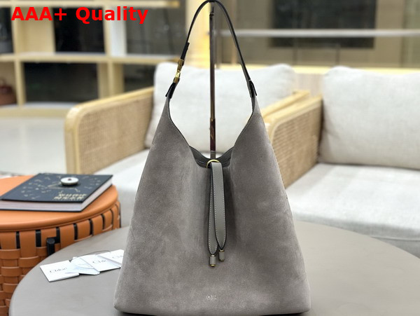 Chloe Marcie Hobo in Motty Grey Suede Leather Replica