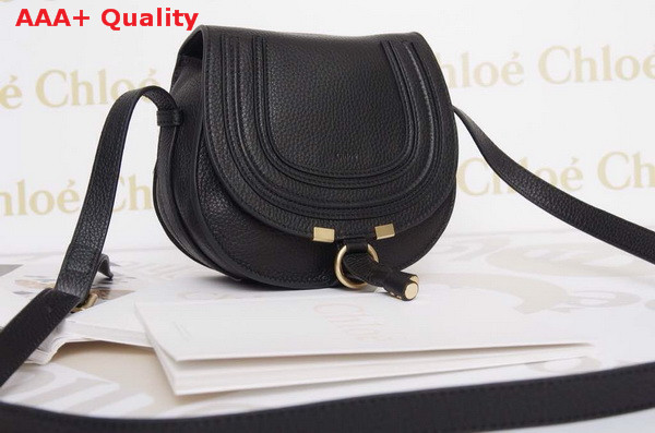 Marcie Small Saddle Bag In Grained Calfskin Black Replica