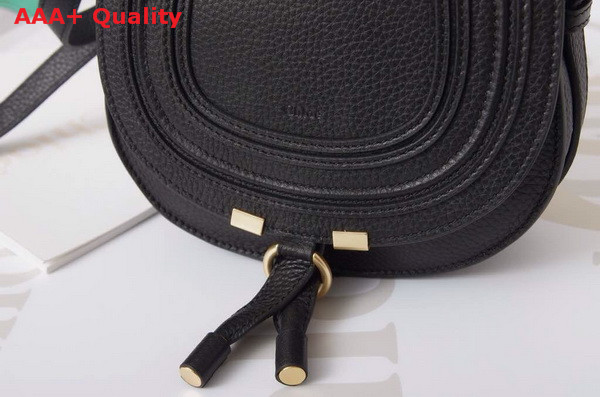 Marcie Small Saddle Bag In Grained Calfskin Black Replica