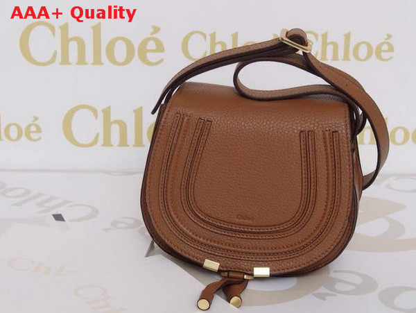 Marcie Small Saddle Bag In Grained Calfskin Whisky Replica