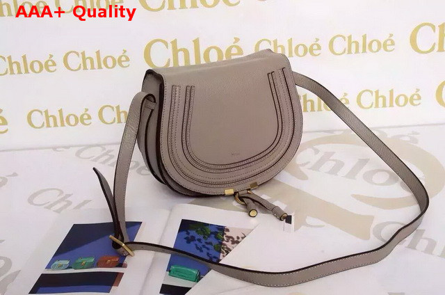 Chloe Marcie Saddle Bag In Grey Grained Calfskin Replica