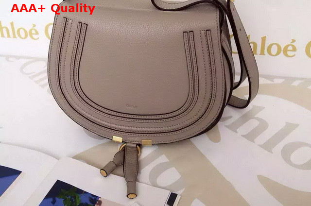 Chloe Marcie Saddle Bag In Grey Grained Calfskin Replica