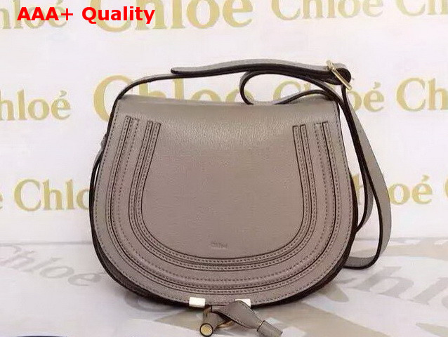 Chloe Marcie Saddle Bag In Grey Grained Calfskin Replica