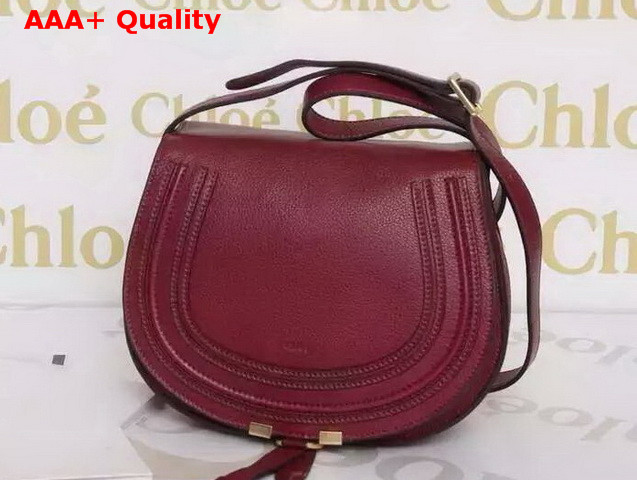 Chloe Marcie Saddle Bag In Oxblood Grained Calfskin Replica