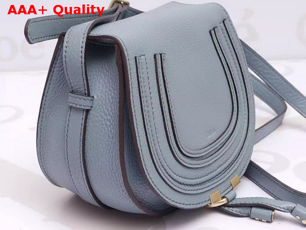 Chloe Marcie Saddle Bag in Cloudy Blue Grain Leather Replica