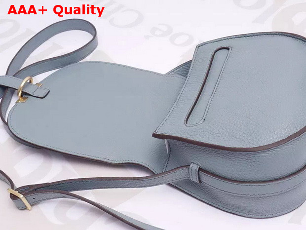 Chloe Marcie Saddle Bag in Cloudy Blue Grain Leather Replica