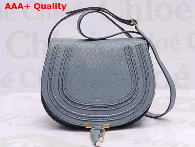 Chloe Marcie Saddle Bag in Cloudy Blue Grain Leather Replica