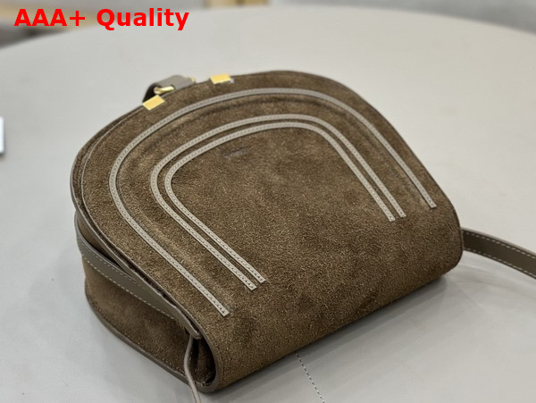 Chloe Marcie Saddle Bag in Flannel Grey Suede Leather Replica