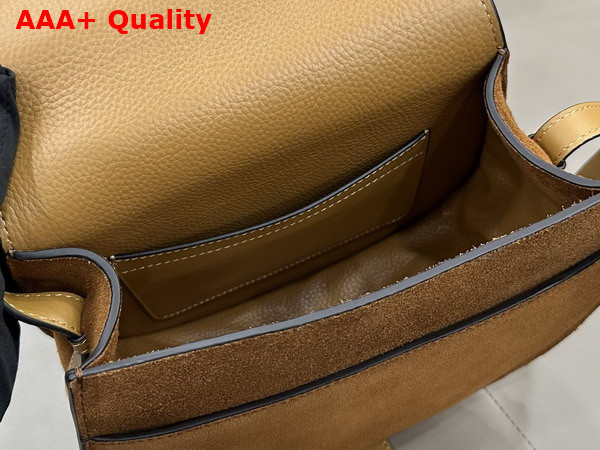Chloe Marcie Saddle Bag in Gold and Khaki Suede Leather Replica