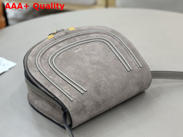 Chloe Marcie Saddle Bag in Motty Grey Suede Leather Replica