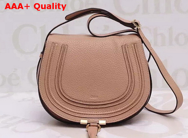 Chloe Marcie Saddle Bag in Nude Grain Leather Replica