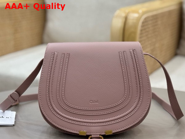 Chloe Marcie Saddle Bag in Woodrose Grained Leather Replica