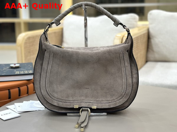 Chloe Marcie Shoulder Bag in Flannel Grey Suede Leather Replica