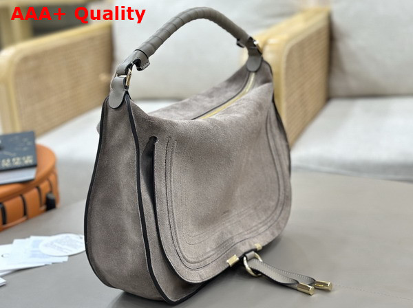 Chloe Marcie Shoulder Bag in Flannel Grey Suede Leather Replica
