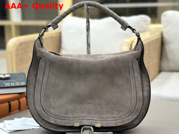 Chloe Marcie Shoulder Bag in Flannel Grey Suede Leather Replica