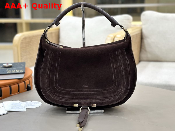 Chloe Marcie Shoulder Bag in Kohl Brown Suede Leather Replica