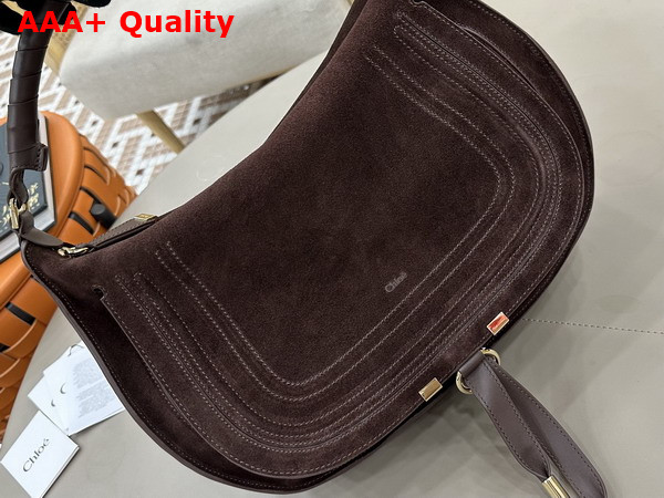 Chloe Marcie Shoulder Bag in Kohl Brown Suede Leather Replica