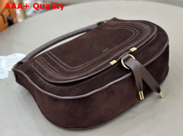 Chloe Marcie Shoulder Bag in Kohl Brown Suede Leather Replica