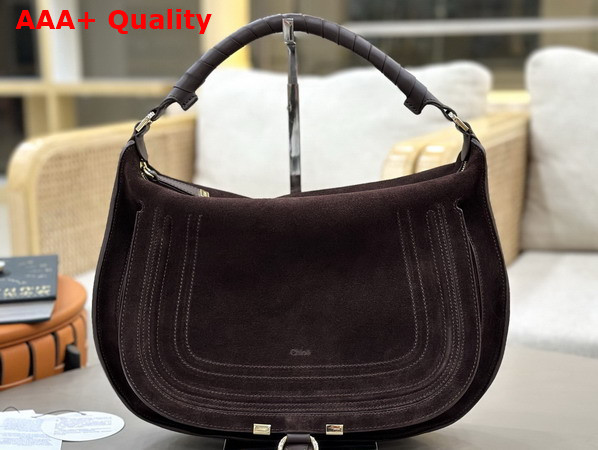Chloe Marcie Shoulder Bag in Kohl Brown Suede Leather Replica