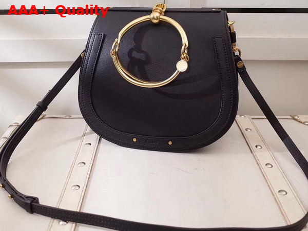 Chloe Medium Nile Bracelet Bag in Black Smooth and Suede Calfskin Replica