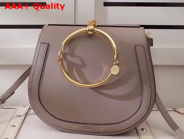 Chloe Medium Nile Bracelet Bag in Motty Grey Smooth and Suede Calfskin Replica