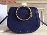 Chloe Medium Nile Bracelet Bag in Navy Blue Smooth and Suede Calfskin Replica