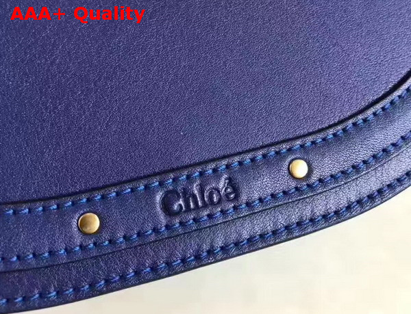 Chloe Medium Nile Bracelet Bag in Navy Blue Smooth and Suede Calfskin Replica