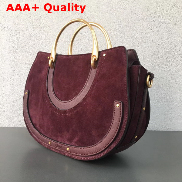 Chloe Medium Pixie Bag Bordeaux Suede and Smooth Calfskin Replica