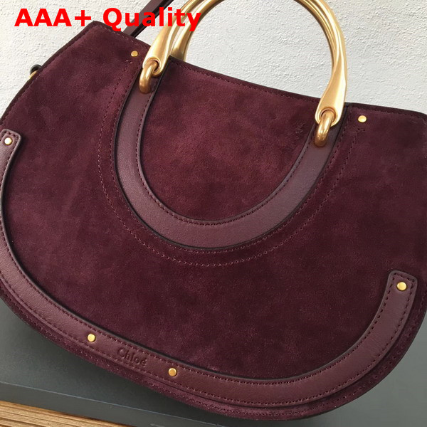 Chloe Medium Pixie Bag Bordeaux Suede and Smooth Calfskin Replica