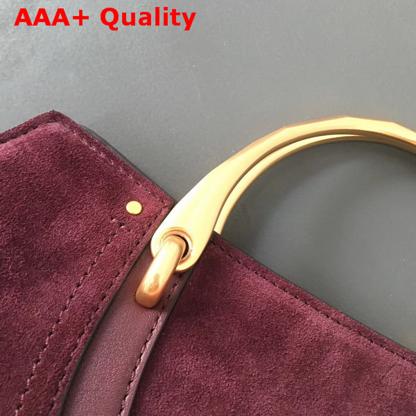 Chloe Medium Pixie Bag Bordeaux Suede and Smooth Calfskin Replica