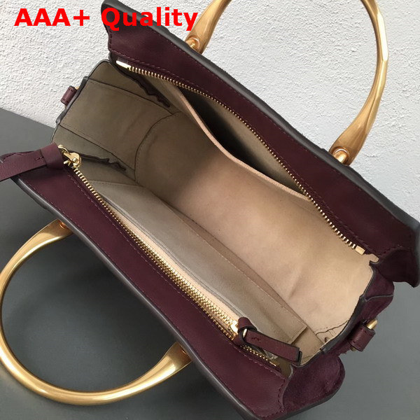 Chloe Medium Pixie Bag Bordeaux Suede and Smooth Calfskin Replica