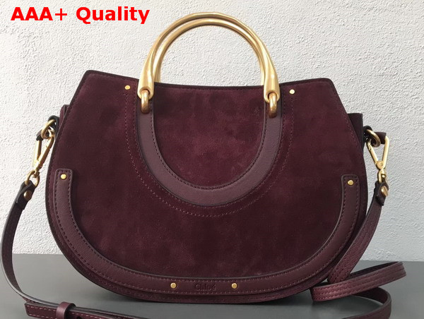 Chloe Medium Pixie Bag Bordeaux Suede and Smooth Calfskin Replica