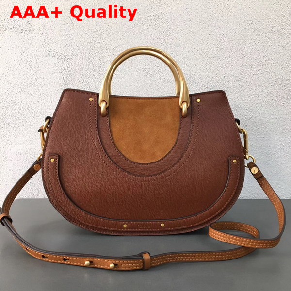 Chloe Medium Pixie Bag Brown Suede and Calfskin Replica