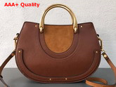 Chloe Medium Pixie Bag Brown Suede and Calfskin Replica