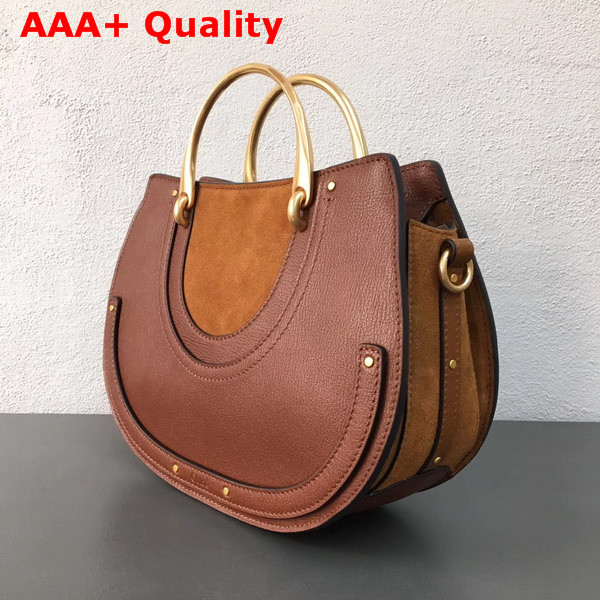 Chloe Medium Pixie Bag Brown Suede and Calfskin Replica