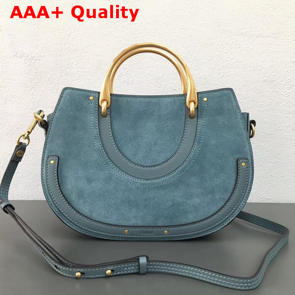 Chloe Medium Pixie Bag Cloudy Blue Suede Calfskin Replica
