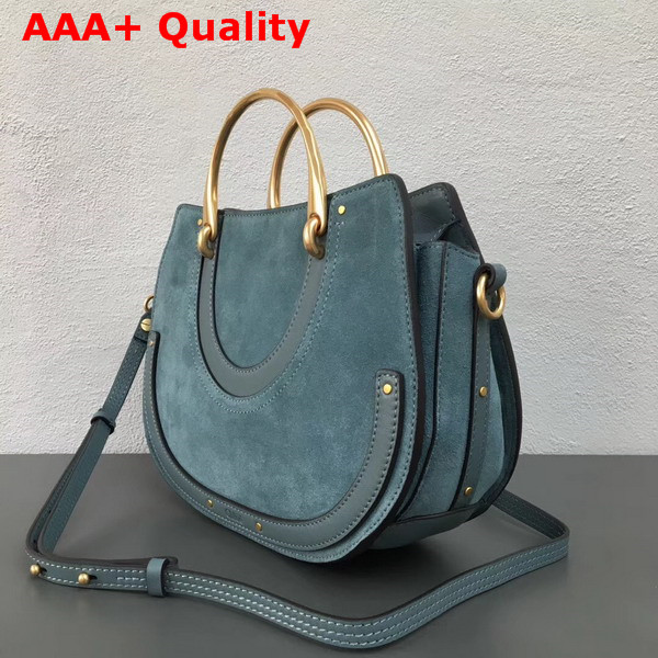 Chloe Medium Pixie Bag Cloudy Blue Suede Calfskin Replica