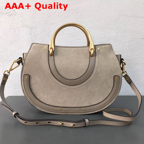 Chloe Medium Pixie Bag Motty Grey Suede and Smooth Calfskin Replica