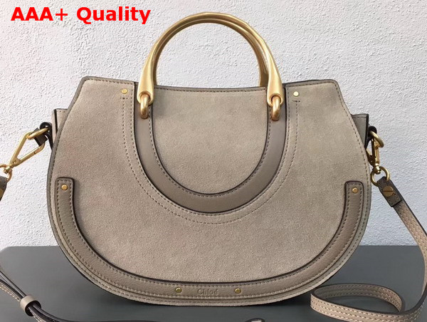 Chloe Medium Pixie Bag Motty Grey Suede and Smooth Calfskin Replica