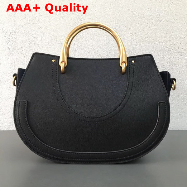 Chloe Medium Pixie Bag Navy Blue Suede and Black Calfskin Replica