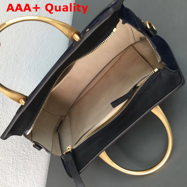 Chloe Medium Pixie Bag Navy Blue Suede and Black Calfskin Replica
