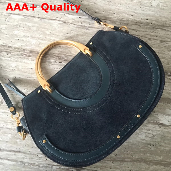 Chloe Medium Pixie Bag Suede and Smooth Calfskin Full Blue Replica