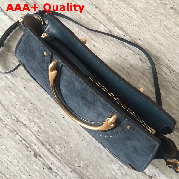 Chloe Medium Pixie Bag Suede and Smooth Calfskin Full Blue Replica