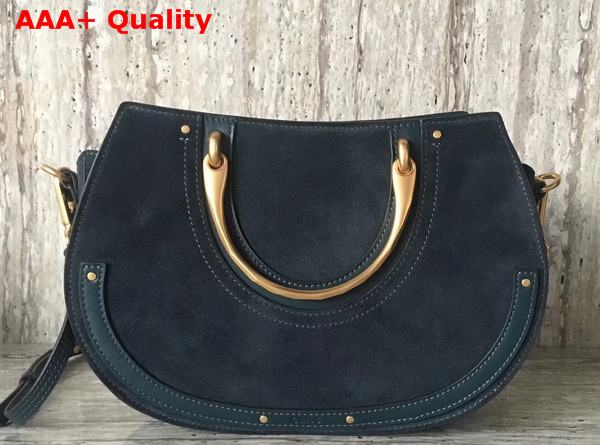 Chloe Medium Pixie Bag Suede and Smooth Calfskin Full Blue Replica